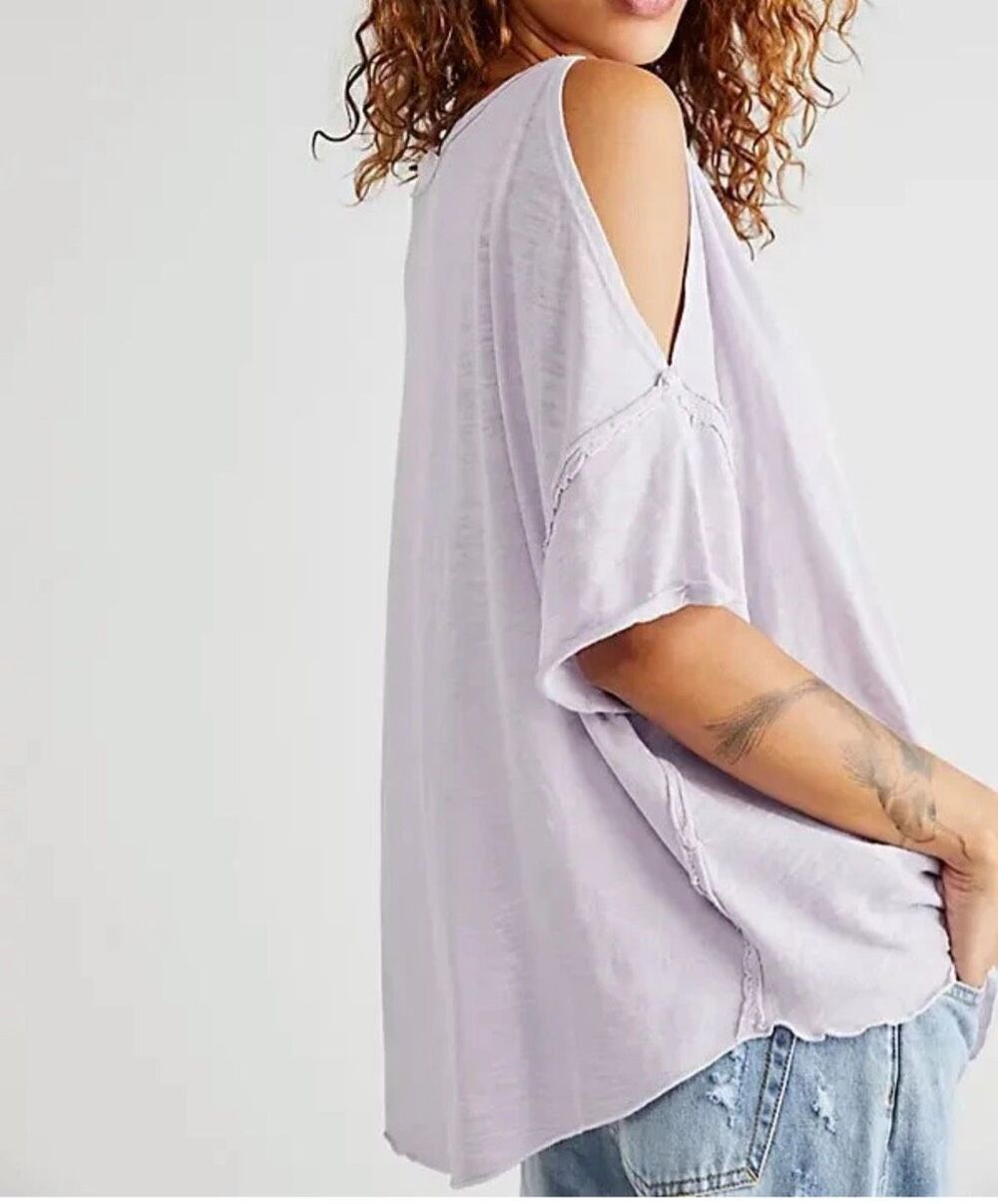 Free People we the free U Fancy Slouchy Tee oversized in lavender Women’s XS NEW